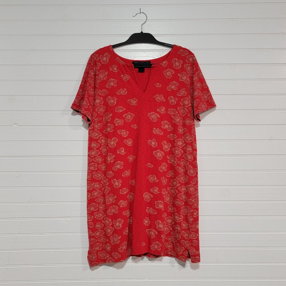 Marc by‎ Marc Jacobs Pompeii Red Multi Knee Length Shirt Dress Casual Floral